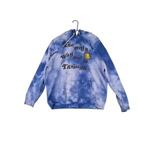ALTRU Mens Blue Tie Dye Graphic Hoodie The Only Way Out Is Through Size M
